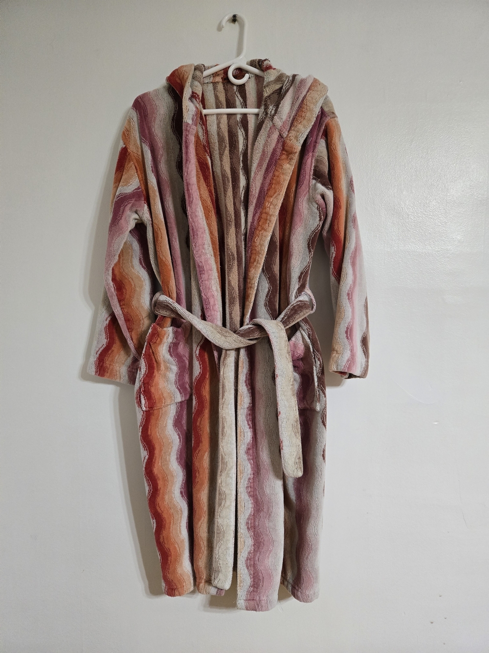 Missoni Home Giacomo Hooded Multicolored Zigzag Chevron Pattern Bathrobe